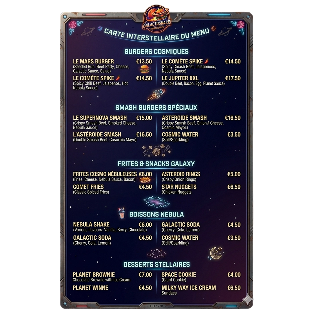 menu mars Burger